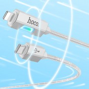 USB кабель Hoco U123 Regent colorful 27W Type-C to Lightning (1.2m), Сірий