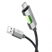 USB кабель Hoco U123 Regent colorful 3A USB to Type-C (1.2m), Черный