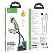 USB кабель Hoco U123 Regent colorful 2.4A USB to Lightning (1.2m), Чорний