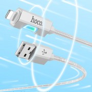 USB кабель Hoco U123 Regent colorful 2.4A USB to Lightning (1.2m), Серый