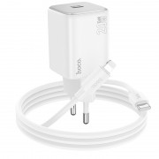 Блочок для зарядки Hoco N40 Mighty 1C PD20W + Type to Lightning, White