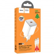 Блочок для зарядки Hoco N40 Mighty 1C PD20W + Type to Type-C, White