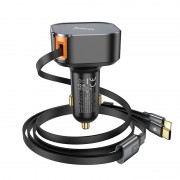 Зарядка в прикурювач авто Hoco NZ13 Clever PD30W з телескопічним cable Type-C to Lightning, Black