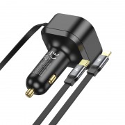 Зарядка в прикурювач авто Hoco NZ13 Clever PD30W з телескопічним cable Type-C to Lightning, Black