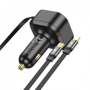 Зарядка в прикурювач авто Hoco NZ13 Clever PD30W з телескопічним cable Type-C to Lightning, Black - Автомобільні зарядні пристрої - зображення 4 