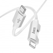 USB кабель Hoco U123 Regent colorful 60W Type-C to Type-C (1.2m), Серый