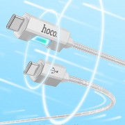 USB кабель Hoco U123 Regent colorful 60W Type-C to Type-C (1.2m), Серый