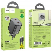 Блок для заряджання Hoco N42 Elogiado 2C PD45W + Type to Lightning, Black