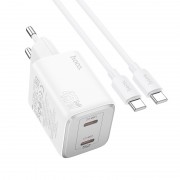 Блок для заряджання Hoco N42 Elogiado 2C PD45W + Type to Type-C, White