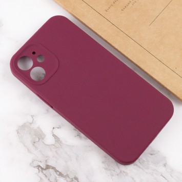 Чохол Silicone Case Full Camera Protective (AA) NO LOGO для Apple iPhone 12 (6.1"), Бордовий / Plum - зображення 3 