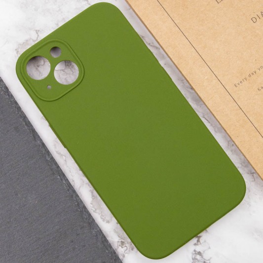 Чохол Silicone Case Full Camera Protective (AA) NO LOGO для Apple iPhone 13 (6.1"), Зелений / Dark Olive - зображення 4 