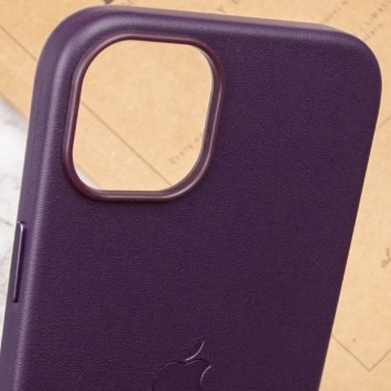 Шкіряний чохол Leather Case (AAA) with MagSafe для iPhone 14, Deep Violet - Чохли для iPhone 14 - зображення 4 
