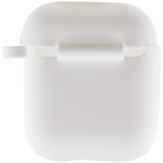Силіконовий футляр New з карабіном для навушників Airpods 1/2 (Білий / White)