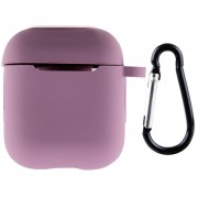 Силіконовий футляр New з карабіном для навушників Airpods 1/2 (Ліловий / Lilac Pride)