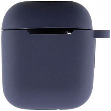 Силіконовий футляр New з карабіном для навушників Airpods 1/2 (Темно-синій / Midnight blue) - Apple AirPods - зображення 2 