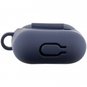Силіконовий футляр New з карабіном для навушників Airpods 1/2 (Темно-синій / Midnight blue)