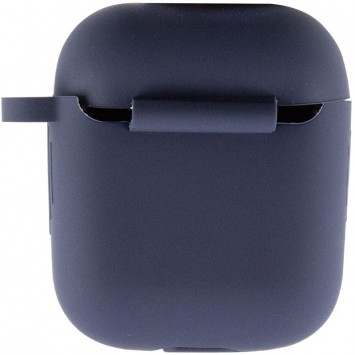 Темно-синій силіконовий футляр New з карабіном для навушників Airpods 1/2, колір Midnight blue