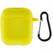 Силіконовий футляр New з карабіном для навушників Airpods 1/2 (Жовтий / Bright Yellow)