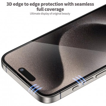 Захисне 3D скло Blueo Hot Bending для Apple iPhone 15 Pro (6.1"), Чорний - iPhone 15 Pro - зображення 3 