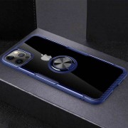 TPU + PC чохол для Apple iPhone 12 Pro / 12 (6.1") - Deen CrystalRing for Magnet (opp) (Безбарвний / Синій)