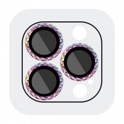 Захисне скло Metal Shine на камеру (в упак.) Apple iPhone 15 Pro (6.1") / 15 Pro Max (6.7"), Бузковий / Rainbow