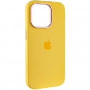 Чехол Silicone Case Metal Buttons (AA) для Apple iPhone 14 Pro (6.1"), Желтый / Sunglow