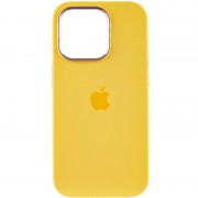 Чехол Silicone Case Metal Buttons (AA) для Apple iPhone 14 Pro (6.1"), Желтый / Sunglow