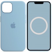 Чехол Silicone case (AAA) full with Magsafe and Animation для Apple iPhone 13 (6.1"), Голубой / Blue Fog