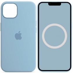 Чохол Silicone case (AAA) full with Magsafe and Animation для Apple iPhone 13 (6.1"), Синій / Blue Fog