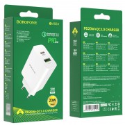 Зарядний пристрій Borofone BA56A Lavida PD20W/QC3.0 USB+Type-C, Білий