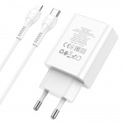 Зарядное устройство HOCO C100A PD20W+QC3.0 + Type-C to Lightning, White