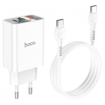 Зарядное устройство HOCO C100A PD20W+QC3.0 + Type-C to Type-C, White - Сетевые зарядные устройства (220 В) - изображение 4