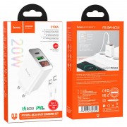 Зарядное устройство HOCO C100A PD20W+QC3.0 + Type-C to Type-C, White