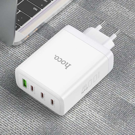 Зарядний пристрій Hoco N31 Glory PD100W (3Type-C/1USB), White - зображення 3 