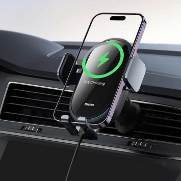 Автодержатель с БЗУ Baseus LightChaser Wireless Charging Electric Car Mount 15W (C40355900121-00), Black -  - изображение 6