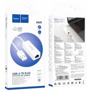 Переходник Hoco UA22 Acquire USB ethernet adapter (100 Mbps), White