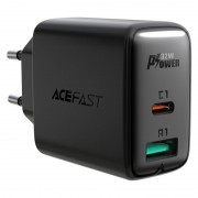 Зарядний пристрій Acefast A5 PD32W GaN (USB-C+USB-A), Black