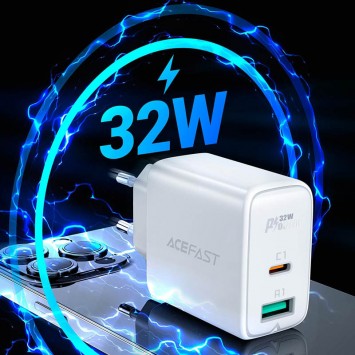 Зарядное устройство Acefast A5 PD32W GaN (USB-C+USB-A), White - Сетевые зарядные устройства (220 В) - изображение 1