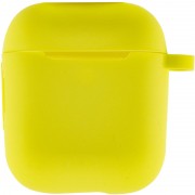 Силіконовий футляр New з карабіном для навушників Airpods 1/2 (Жовтий / Bright Yellow)