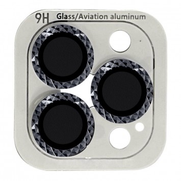 Защитное стекло на камеру для Айфон 12 Про Макс - Metal Shine в упаковке, цвет темно-серый или графит