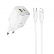 Зарядний пристрій Hoco N41 Almighty PD20W+QC3.0 + Type-C to Type-C, White