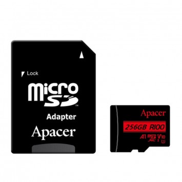 Карта памяти Apacer microSDXC (UHS-1) 256Gb class 10 V10 A1 R100MB/s + SD adapter, Black