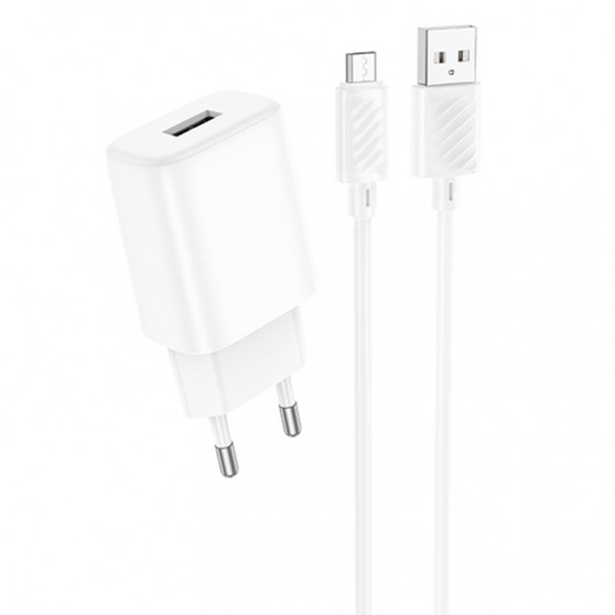 Зарядний пристрій Hoco C134A Solid 1A 12W + MicroUSB, White