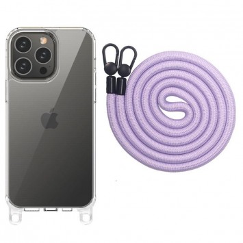 Чохол TPU Transparent with Straps для Apple iPhone 12 Pro/12 (6.1"), Light Purple