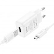 Зарядное устройство Hoco C134A Solid 1A 12W + MicroUSB, White