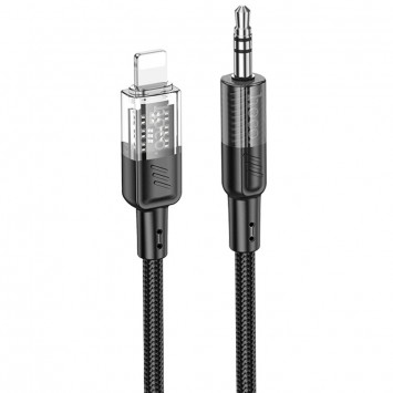 Аудіо кабель Aux Hoco UPA27 Spirit transparent (Lightning to AUX 3.5mm) (1.2m), Чорний