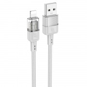 Дата кабель Hoco U129 Spirit Transparent USB to Lightning 2,4A (1.2m), Серый