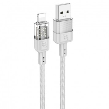 Дата кабель Hoco U129 Spirit Transparent USB to Lightning 2,4A (1.2m), Сірий