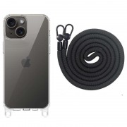 Чехол TPU Transparent with Straps для Apple iPhone 13 / 14 (6.1"), Black