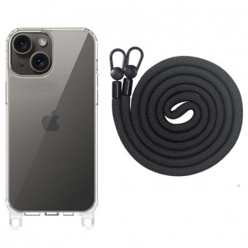 Чохол TPU Transparent with Straps для Apple iPhone 13/14 (6.1"), Black